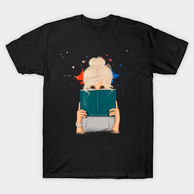 Blonde with Book T-Shirt by Alley Ciz